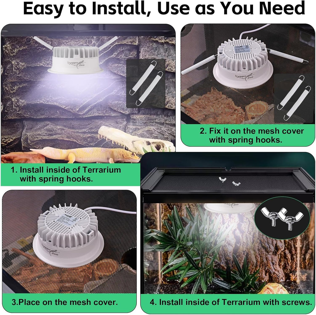 UVB Light for Reptiles, UVA UVB Reptile Light Fixture with Timer LED UVB Bulb for Bearded Dragon Gecko Turtle Chameleon Lizard Snake, Adjustable Brightness UVB Lamp for Reptile Tank Accessories, White