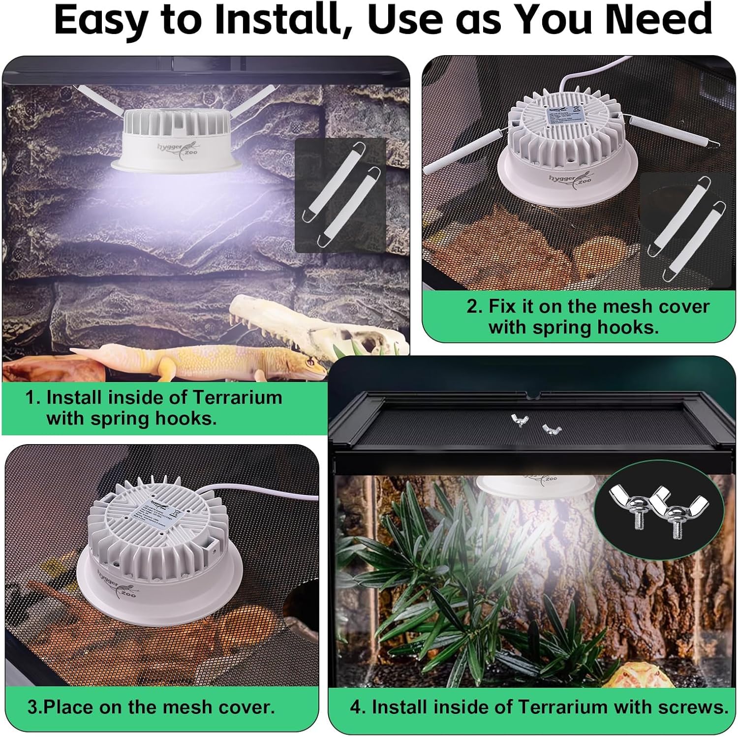 UVB Light for Reptiles, UVA UVB Reptile Light Fixture with Timer LED UVB Bulb for Bearded Dragon Gecko Turtle Chameleon Lizard Snake, Adjustable Brightness UVB Lamp for Reptile Tank Accessories, White