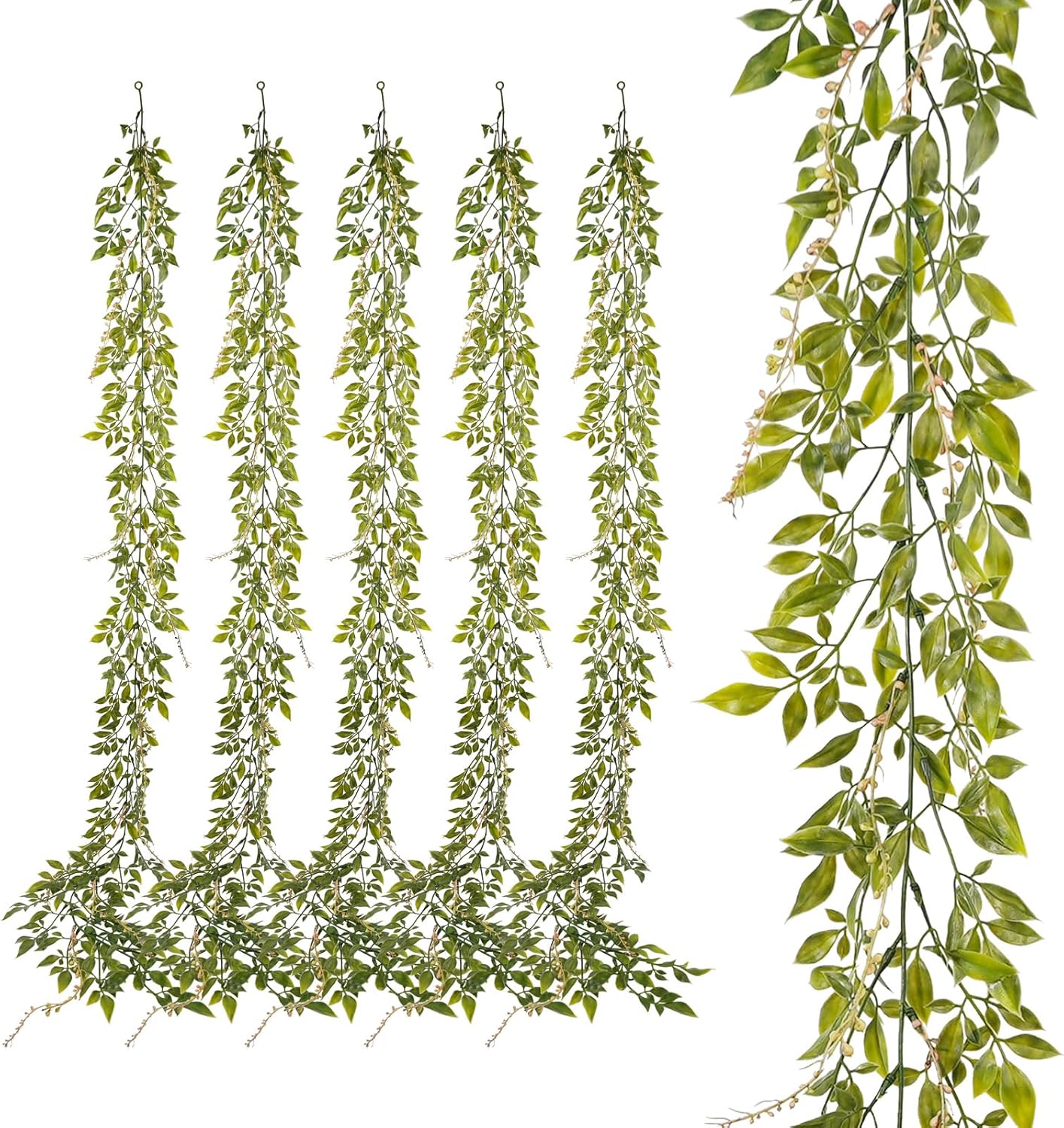 6 Pack 5.57ft Artificial Greenery Garland, Willow Leaf Garland for Room Decor, Garlands for Decoration, Fake Vines Hanging Plants for Home Bedroom Garden Wall Wedding Decor-043