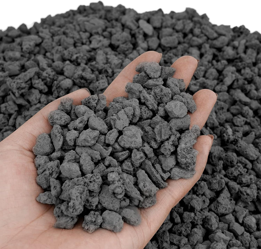 Mr. Fireglass 10 Pounds Black Natural Lava Rock for Indoor Outdoor Gas Fire Pits Fireplaces & Barbecue Grills | Volcanic Lava Stones for Decorating Garden Landscaping, Potted Plants, 0.2"-0.3"