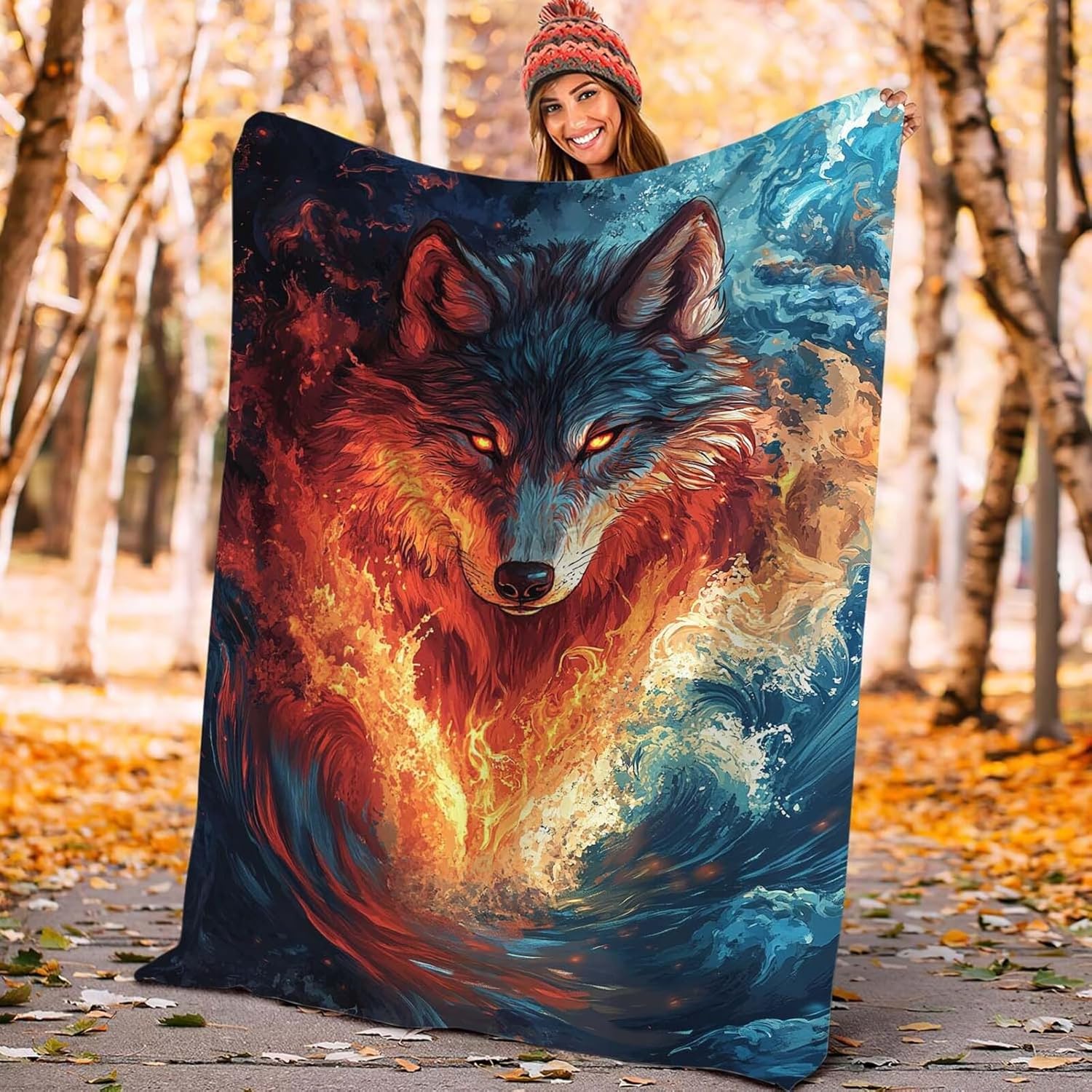 Wolf Throw Blanket Wolf Stuff Gifts for Kids Girls Boys Adults Women Man Soft Cozy Warm Plush Fluffy Fuzzy Fleece Blanket Decor 40''X50''