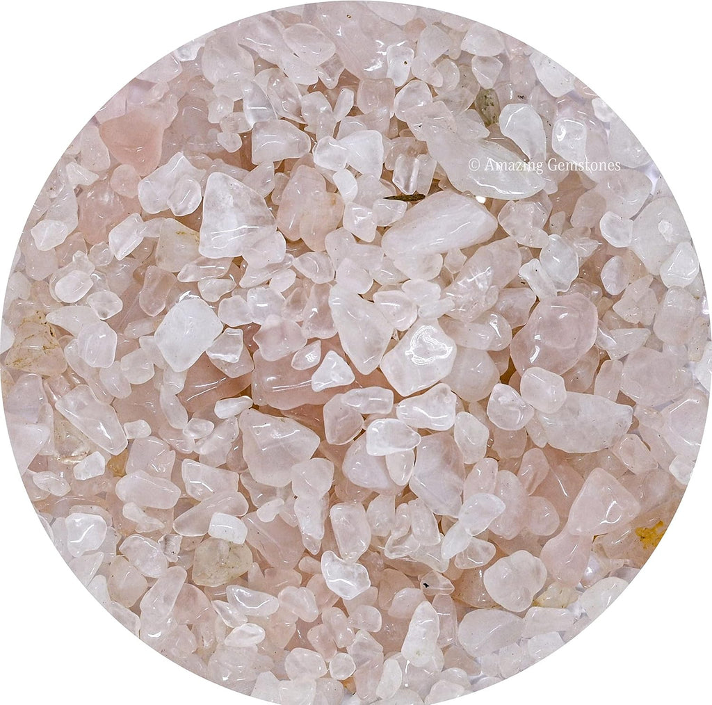 Amazing Gemstone Rose Quartz Crystal Chips Aquarium Gravel Rocks - Rose Quartz Chips Bulk Fish Tank Gravel, Small Tumbled Stone Chips and Tiny Crystals for Decoration (Natural AAA Grade Gemstones)