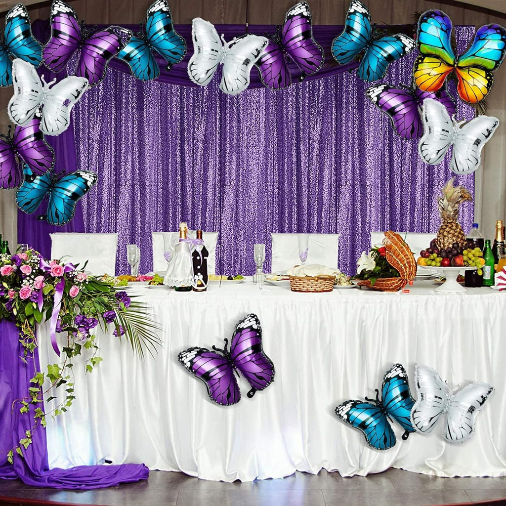 Sugargirl Purple Sequin Backdrop Curtain 2 Panels 2FTx8FT Glitter Purple Background Drapes Sparkle Photography Backdrop for Party Wedding Birthday Wall Decoration