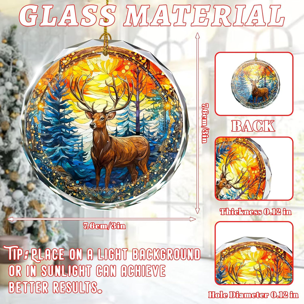 Stained Glass Deer Ornament - Christmas Tree Decor, Gift Exchange Present