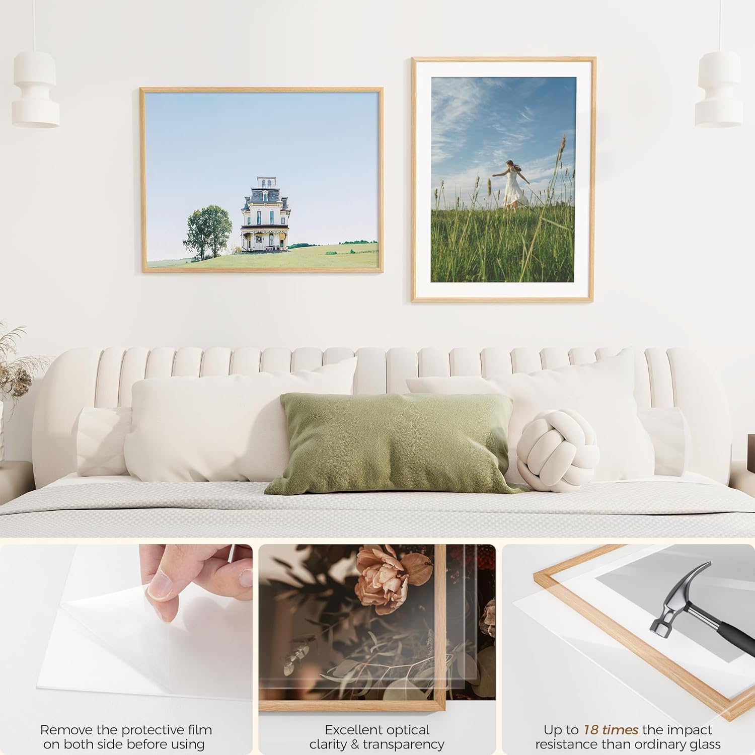 Fun Memories 24x32 Oak Picture Frame for Wall, 24x32 Frame with Matted to 20x28, Solid Wood Picture Frames for Wall Art Photo and Prints (Natural, 1 Pack)