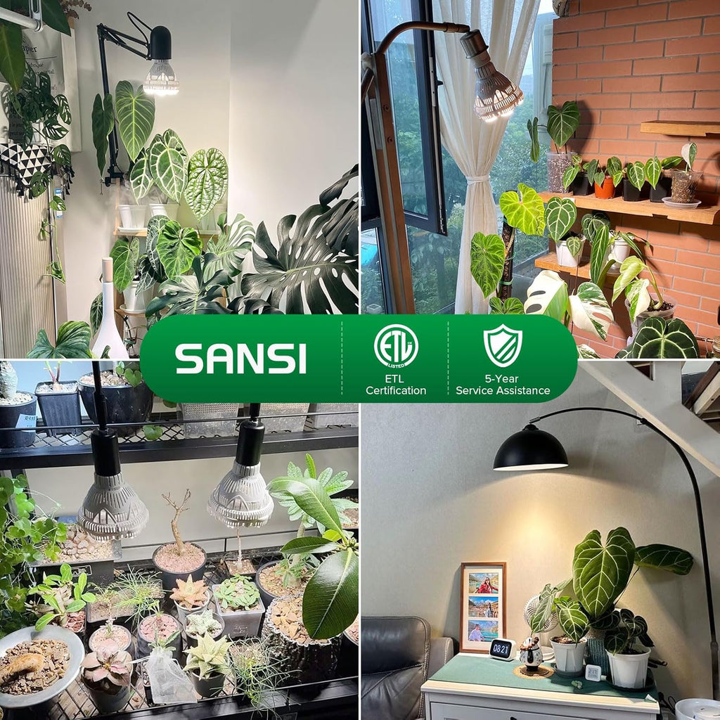 SANSI Grow Lights for Indoor Plants Full Spectrum, 36W Grow Light Bulb (400 Watt Equivalent) with Optical Lens for High PPFD, PPF 65.6 umol/s LED Energy Saving Plant Light Bulb for Seeding and Growing