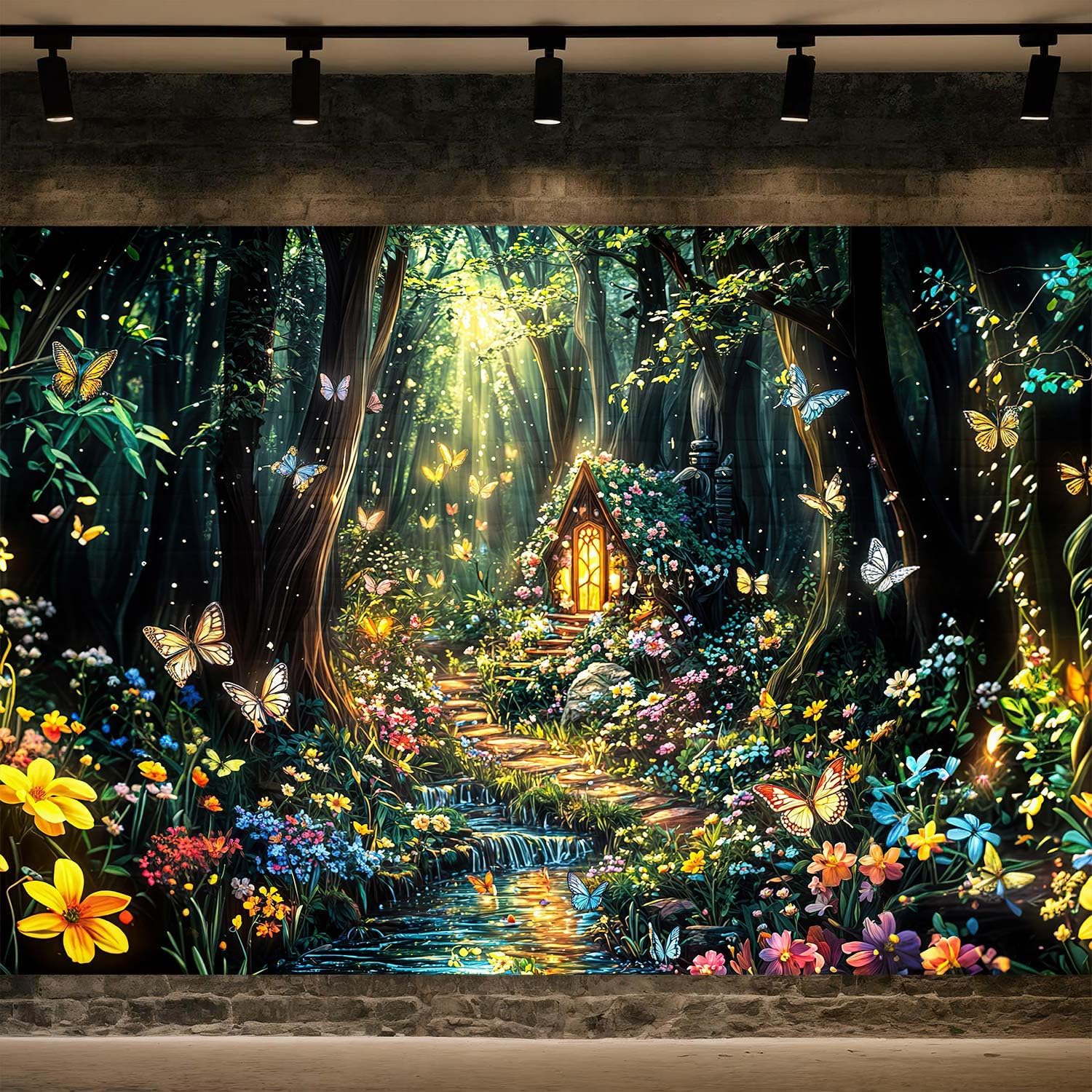 Fantasy Forest Path Backdrop Beautiful Wonderland Rainforest Floral Garden Butterfly Plant Photography Background Magic Garden Woodland Party Decorations Photo Shoot Booth Props 12X10