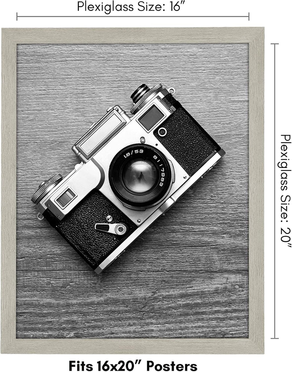 Americanflat 16x20 Picture Frame with Polished Plexiglass - Wide Picture Frames Made of Engineered Wood for Vertical or Horizontal Wall Display - Epic Collection - Grey