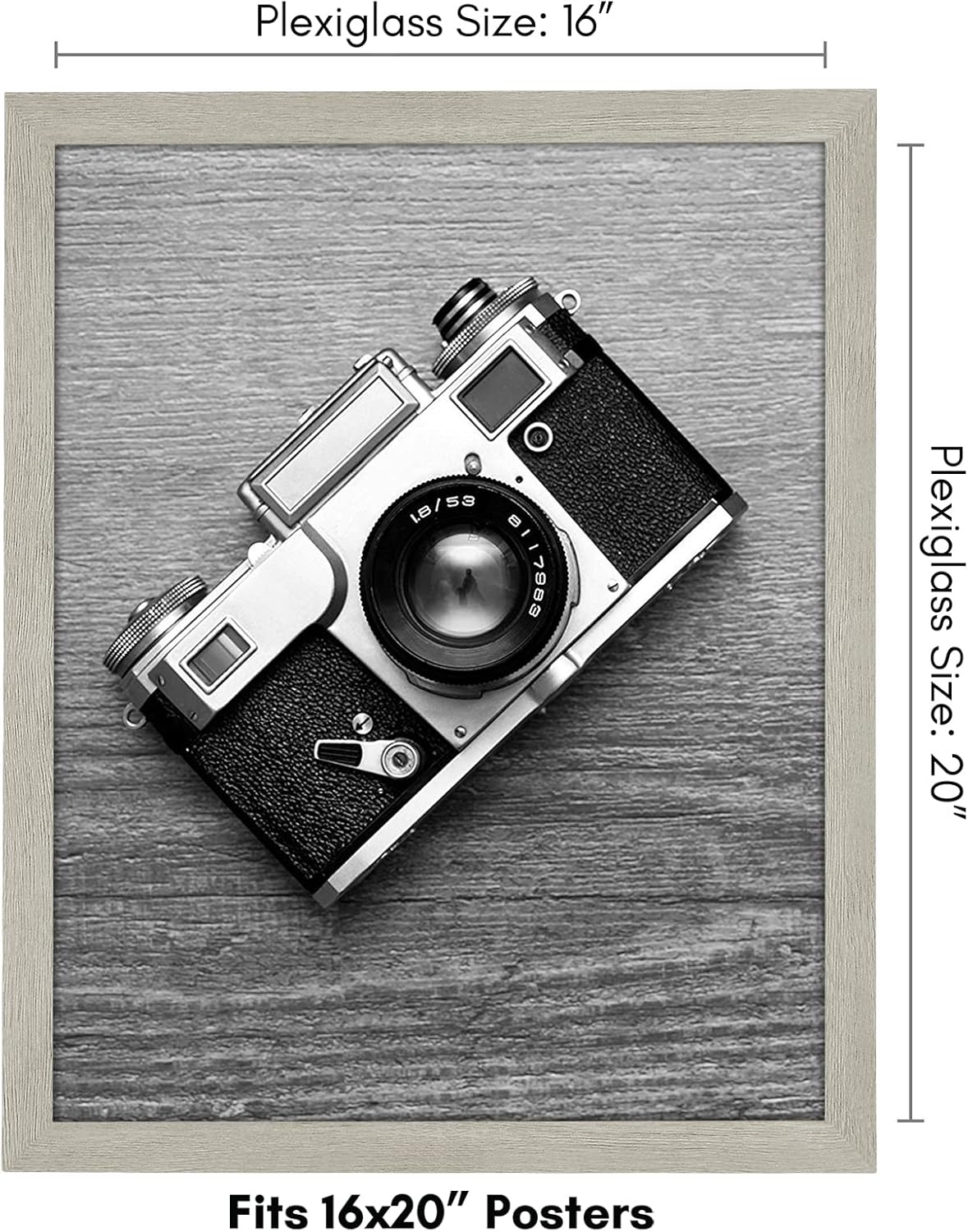 Americanflat 16x20 Picture Frame with Polished Plexiglass - Wide Picture Frames Made of Engineered Wood for Vertical or Horizontal Wall Display - Epic Collection - Grey