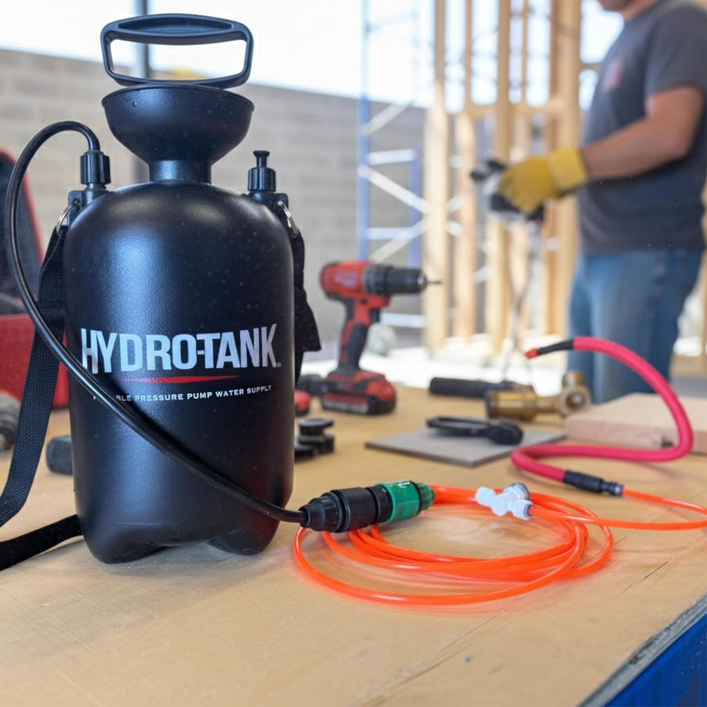 Portable Water Tank with Pump - Dust Suppression, Tool Cooling, & Job Site Water Supply for DIY, Outdoor & Remote Work, 1.3 Gallon