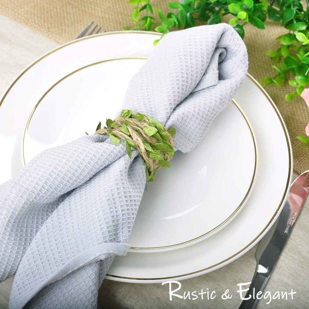 Naidiler 32 Ft Burlap Leaf Ribbon Twine for Crafts for Safari, Jungle, Fairy Party, Woodland Baby Shower, Enchanted Forest Decorations Vines Decor