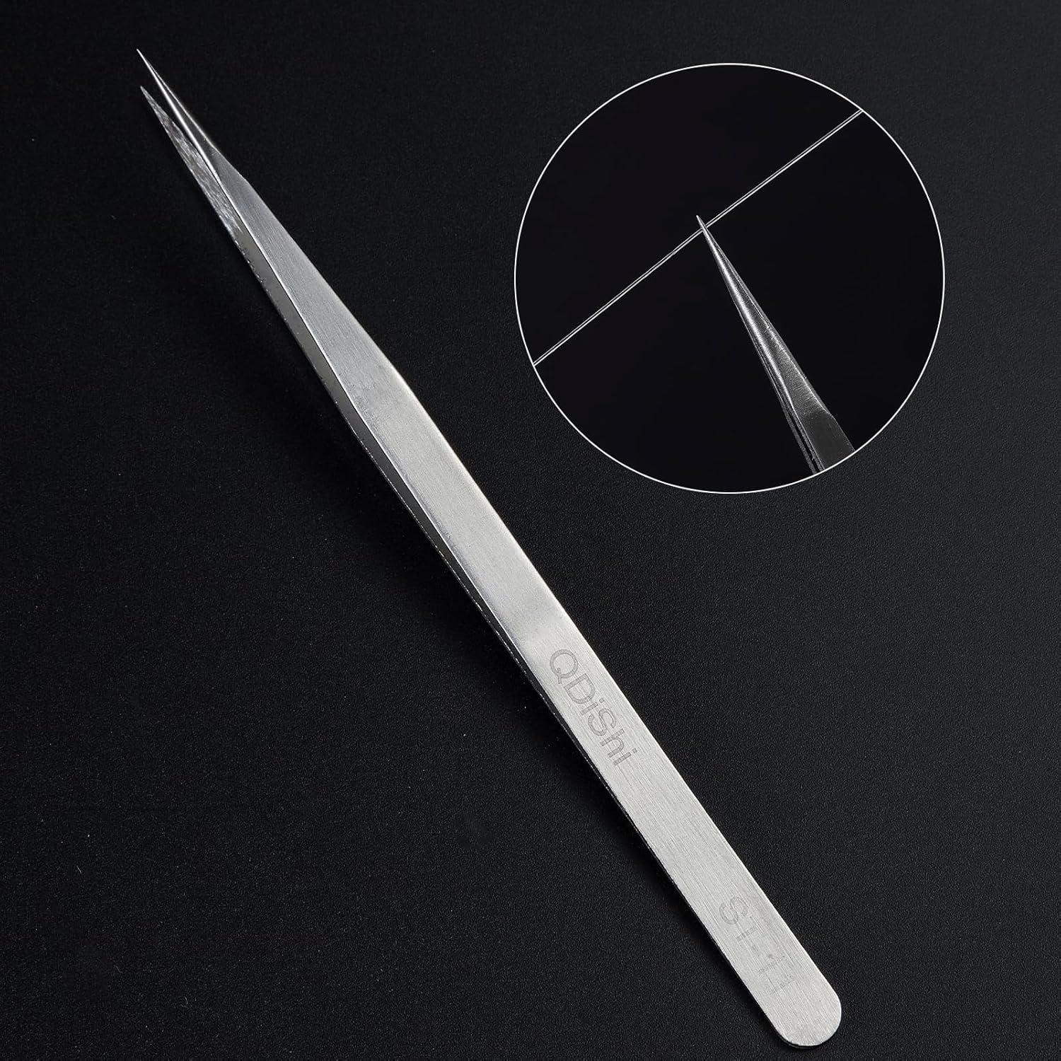 QDiShi Precision Tweezers Set,Upgraded Stainless Steel of Tweezers - Extra Fine,Angled,Blunt Tips for Electronics,Hobby, Industrial,Laboratory Work,Jewelry-Making,Model,Craft（3Pcs）