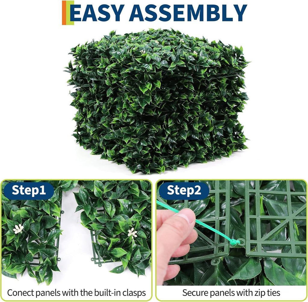 GarveeLife Artificial Grass Wall Panels 20"x20", 12 Pcs Hedge Panels with 50 Zip Ties, Sun Proected Privacy Fence Screen Fake Greenery Backdrop for Outdoor Indoor Garden Birthday Wedding Decor