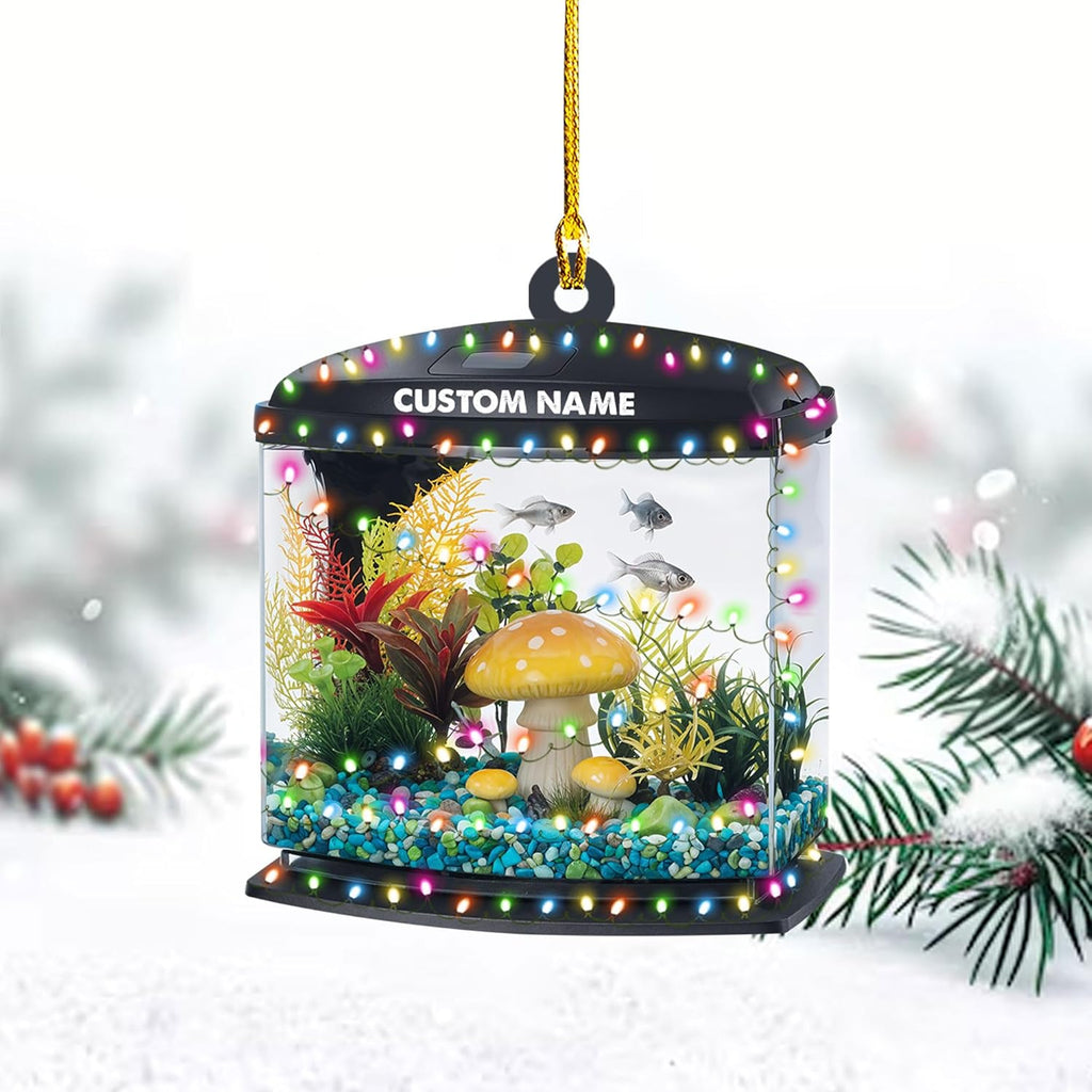 Personalized Aquarium Christmas Ornament, Fish Christmas Ornament, Gift for Fish Lover, Custom Aquarium Christmas Tree Keepsake, Kids First Gift Ideas, Pet Kids Ornament (AFT3)