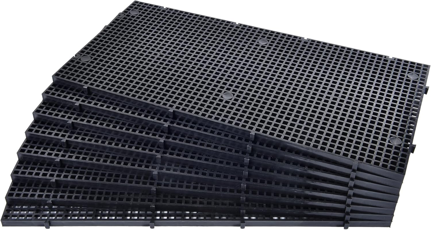 ALEGI Aquarium Grid Isolate Board Divider Fish Tank Bottom Black Filter Tray Plastic Crate (8pcs Black)