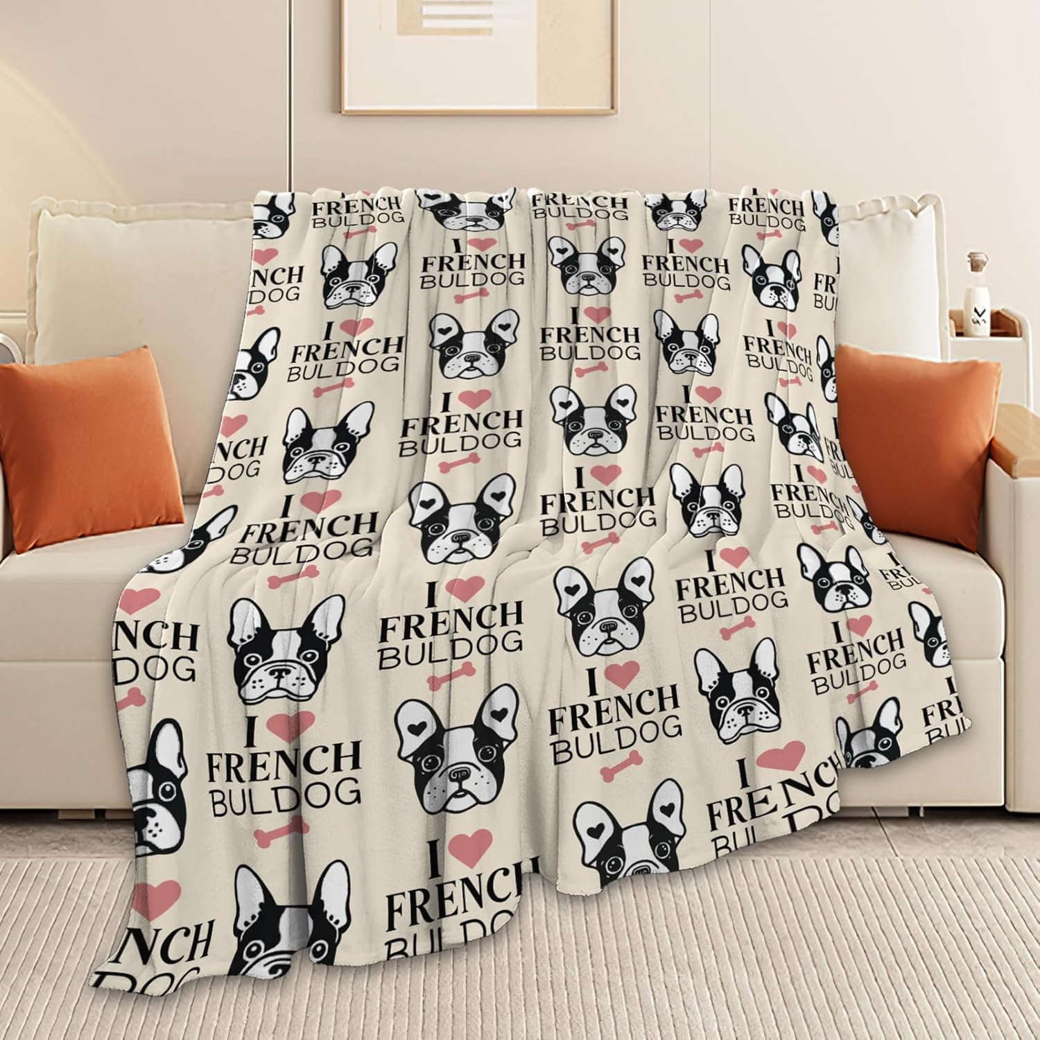 Boston Terrier Throw Blanket French Bulldog Frenchie Puppy Stuff Gifts for Dog Lover Kids Girls Boys Adults Women Men Soft Cozy Warm Plush Fluffy Fuzzy Fleece Blanket Decor 50''X60''
