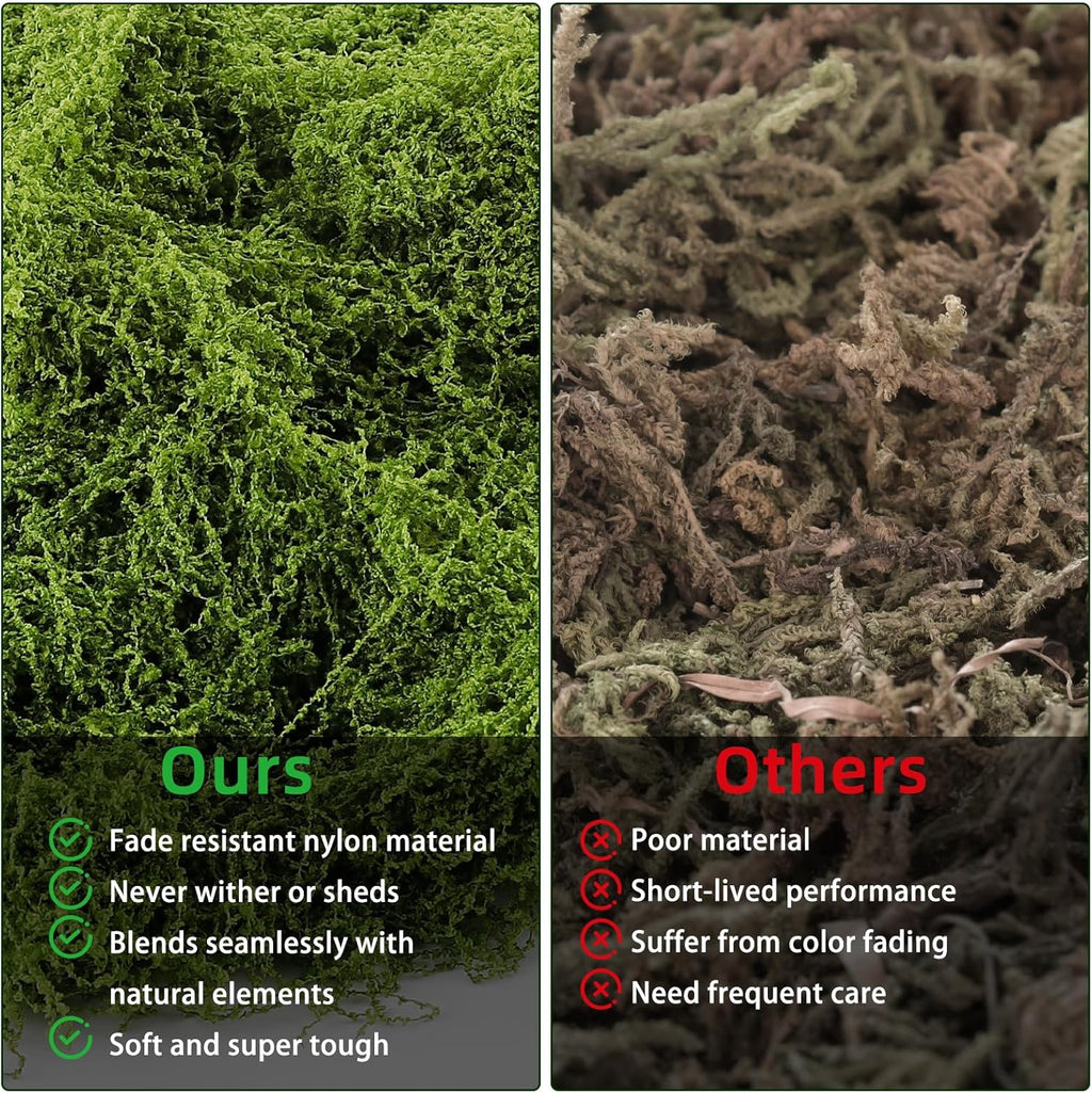 Yomirduy Artificial Moss for Crafts, 5.3OZ Fake Green Moss for Potted Plants, Faux Moss Decor for DIY Decorative, Walls,Table Centerpieces Decor Fairy Garden Model Making (150g)