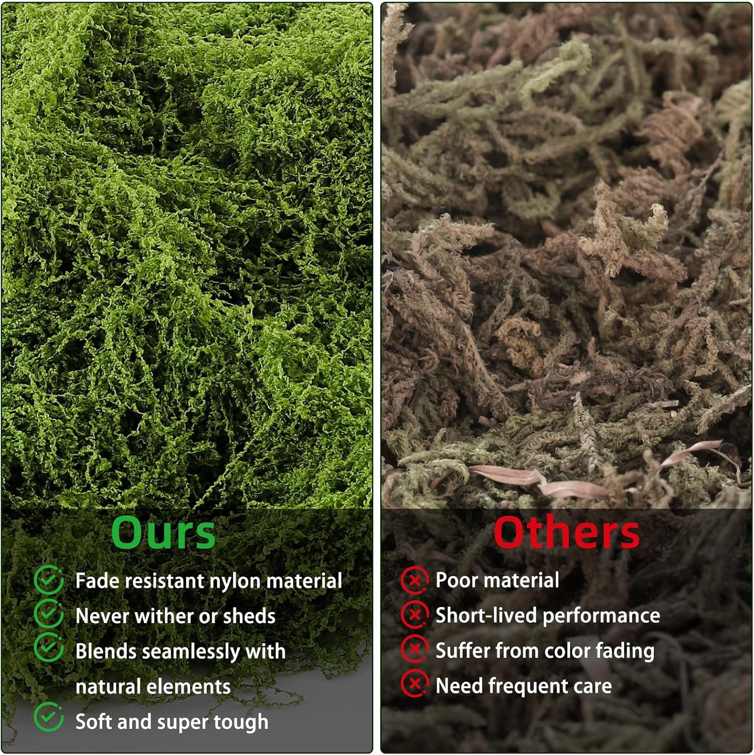 Yomirduy Artificial Moss for Crafts, 5.3OZ Fake Green Moss for Potted Plants, Faux Moss Decor for DIY Decorative, Walls,Table Centerpieces Decor Fairy Garden Model Making (150g)