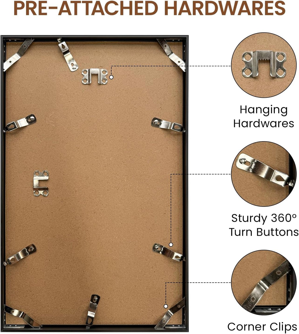 Heimlove 10x16 Metal Picture Frame,Black Aluminum Photo Frames-Real Tempered Glass,Wall Gallery Poster Puzzles Artwork frame Mounting Horizontally or Vertically Decor for Wall-1Pack