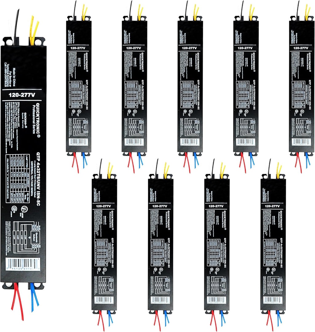 OHLECTRIC 10 Pack - Replacement for Sylvania Ballast QTP4X32T8/UNV ISN-SC, Philips ICN-4P32-N, Keystone KTEB-432-UV-IS-N-P, for 4 Fluorescent T8 Lamps - 120-277V - 32 Watt