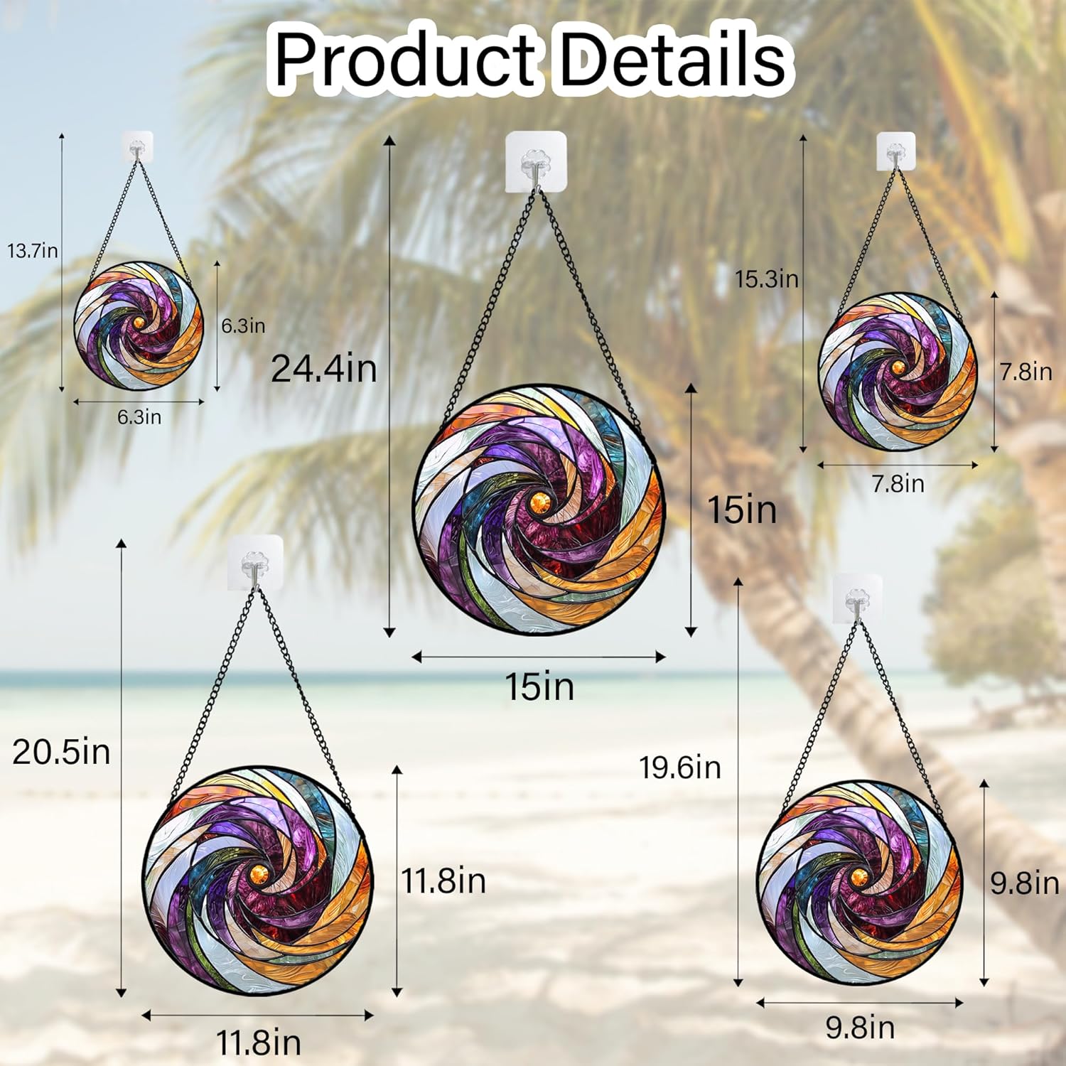 Stained Glass Window Hanging, Colorful Abstract Spiral Pattern Suncatcher for Doors Window Home Sun Catchers Decoration Mother's Day Birthday Gifts for Women, Men, and Mom 11.8 in