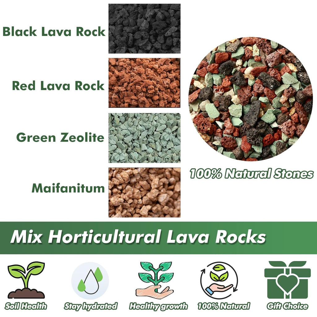 11 Pounds Mix Horticultural Lava Rocks, 5-8 mm Lava Rocks for Plants, Bonsai Rocks Horticultural Grit Soil Cover Gravel for Succulents and Hydroponics, Fairy Gardening, Top Dressing, Plant Drainage