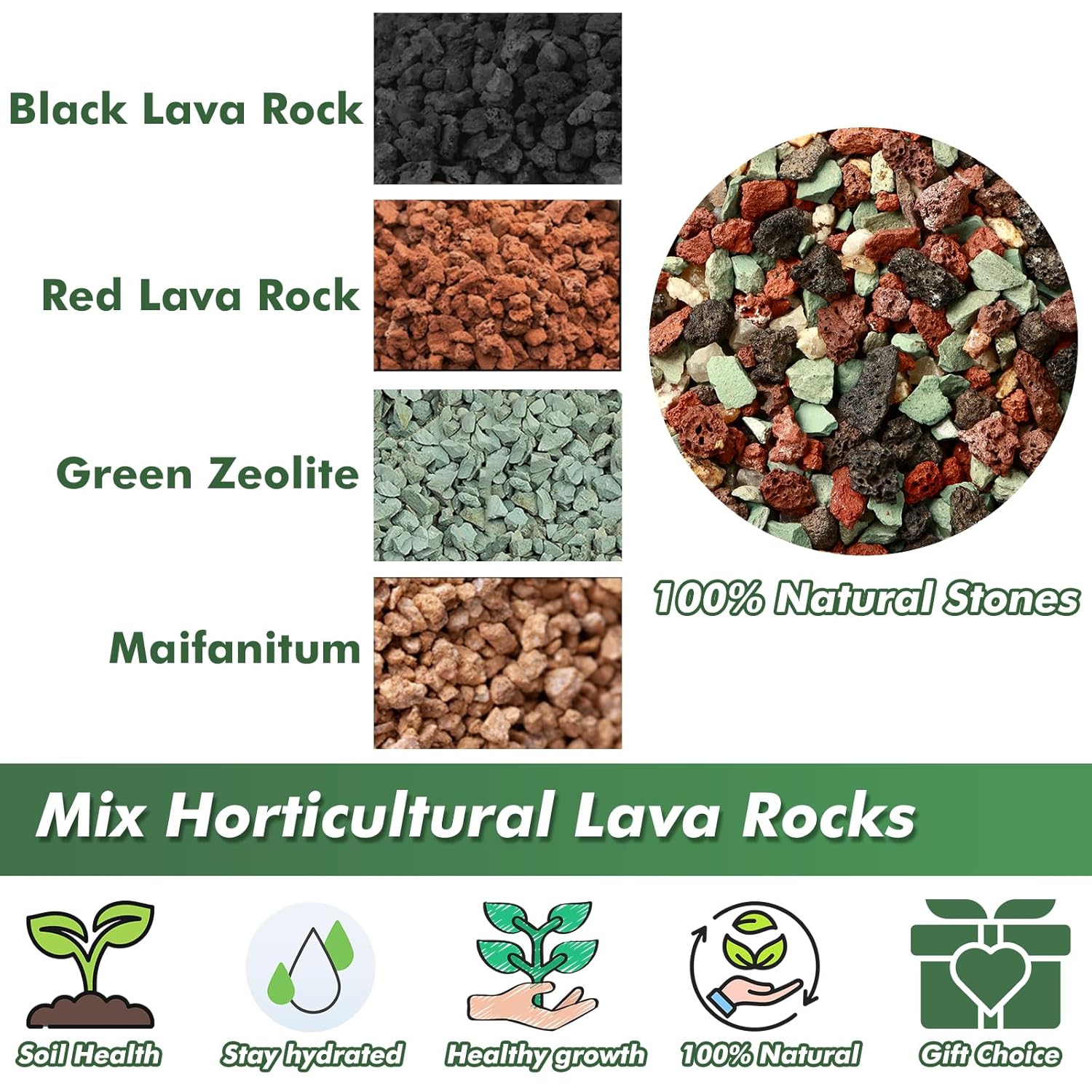 11 Pounds Mix Horticultural Lava Rocks, 5-8 mm Lava Rocks for Plants, Bonsai Rocks Horticultural Grit Soil Cover Gravel for Succulents and Hydroponics, Fairy Gardening, Top Dressing, Plant Drainage