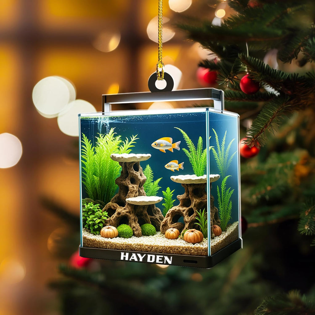Personalized Aquarium Fish Tank Christmas Ornament 2025, Custom Name Clownfish Holiday Tree Decoration, Unique Keepsake Gift for Fish Lovers, Pet Owners, Kids, Aquarists (ON8)