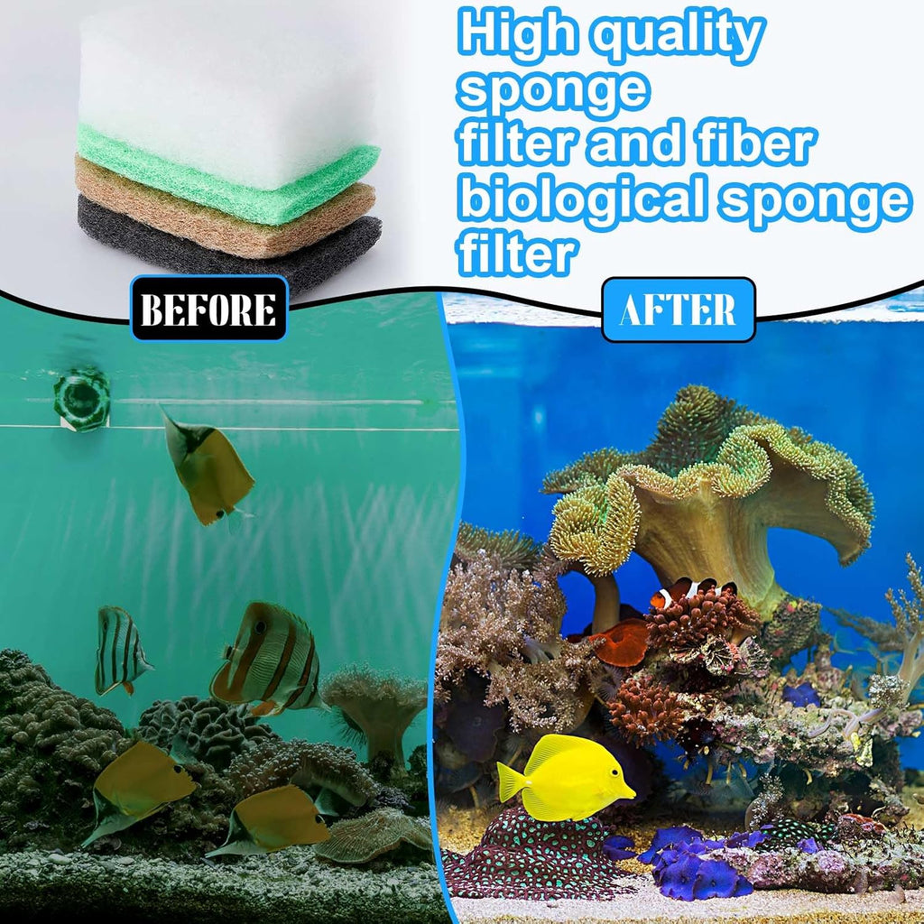 56 Pcs Aquarium Filter Media Compatible with Fluval 306/307/406/407, 36 Ammonia Phosphate & Nitrite Remover Pads, 6 Activated Carbon, 12 Quick-Clear Polishing Pads, 2 Silicone Lubricant