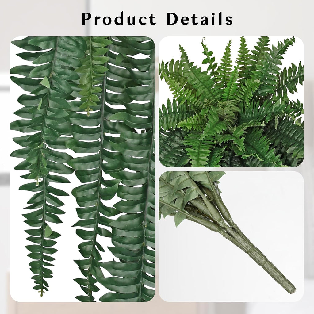 Ferns Fake Plants 59 Fronds Artificial Plants Outdoor 57" Long Fake Fern Look Real Large Plant Artificial Ferns Potted | Hanging Boston Fern | Fake Plant Shrubs for Home Garden Porch Farmhouse Decor