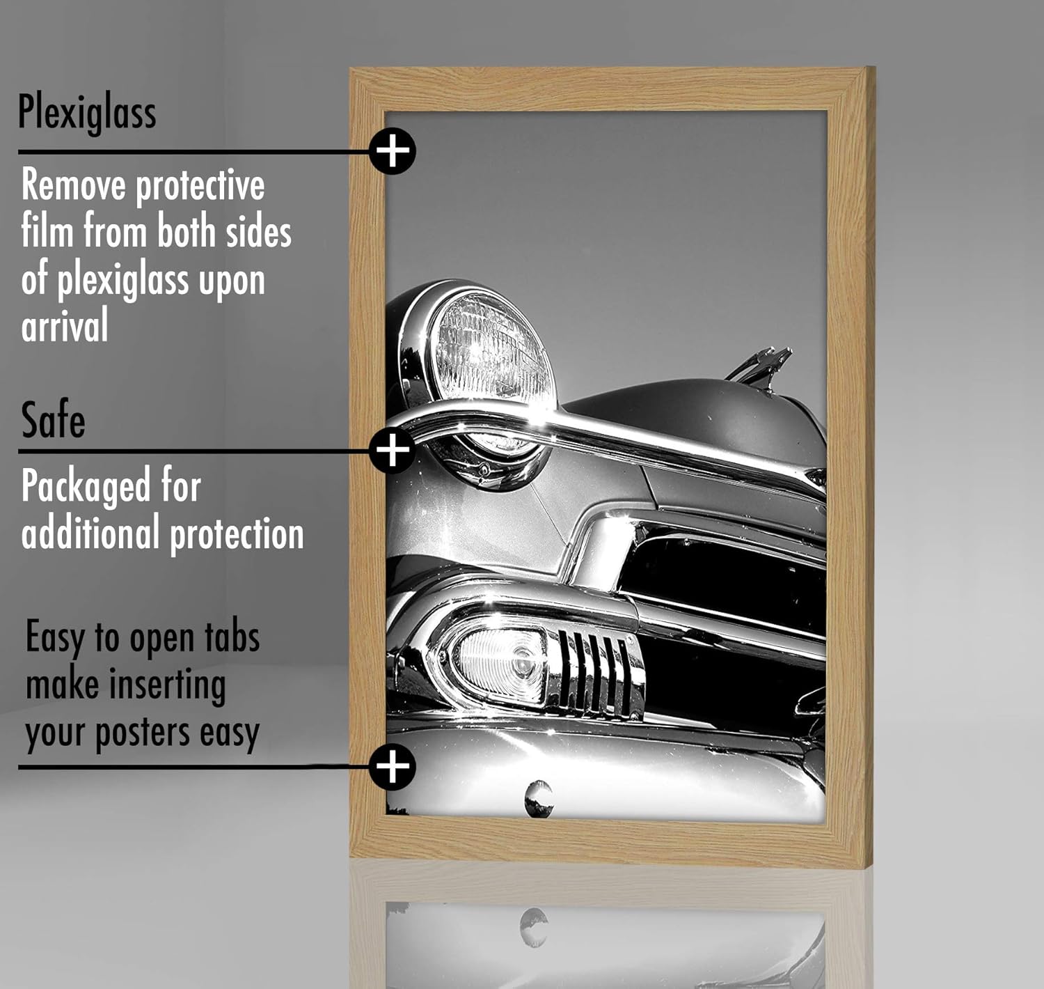 Americanflat 12x18 Poster Frame with Polished Plexiglass - Wide Picture Frames Made of Engineered Wood for Vertical or Horizontal Wall Display - Epic Collection - Pine