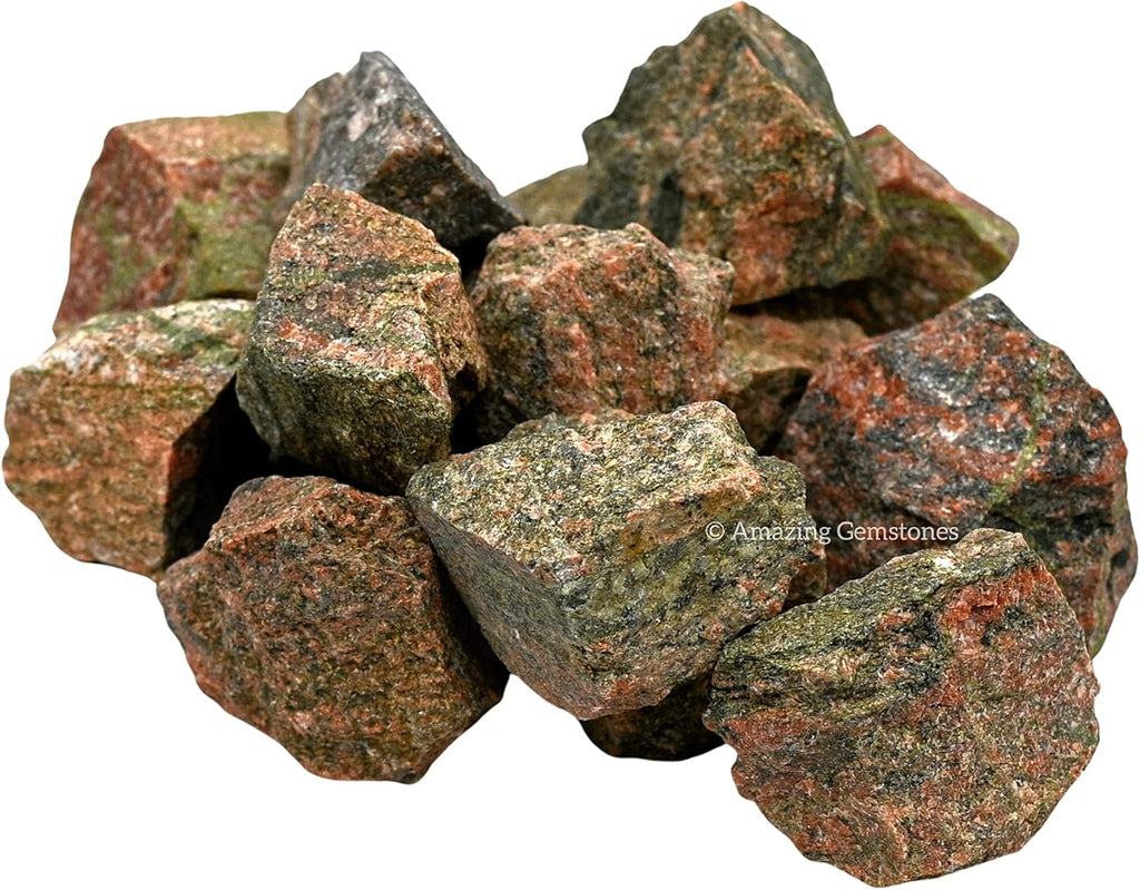 Amazing Gemstone Unakite Jasper Raw Crystals and Healing Stones, Natural Rocks for Tumbling and DIY Raw Stones and Crystals (1 lb)