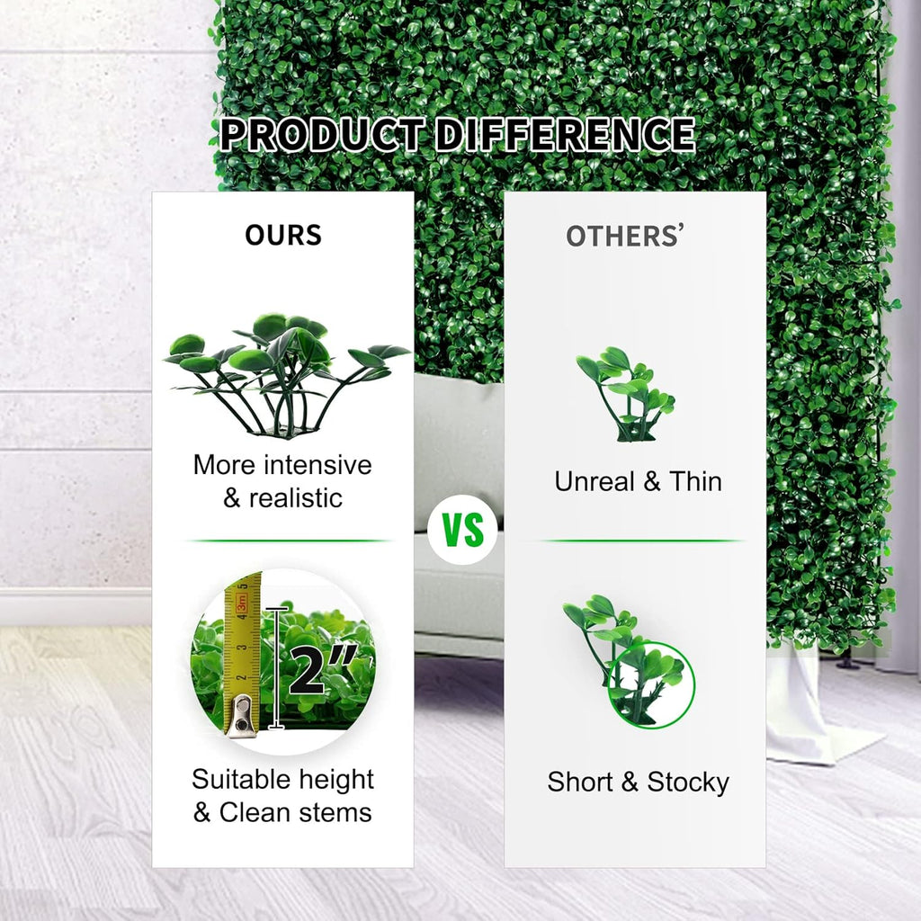 12 Pieces 24"x 16" Artificial Boxwood Panel, Grass Wall Panel, Boxwood Hedge Wall Panels UV Protected Suitable for Artificial Green Wall Decor, Fence Garden Wedding Backyard Decor