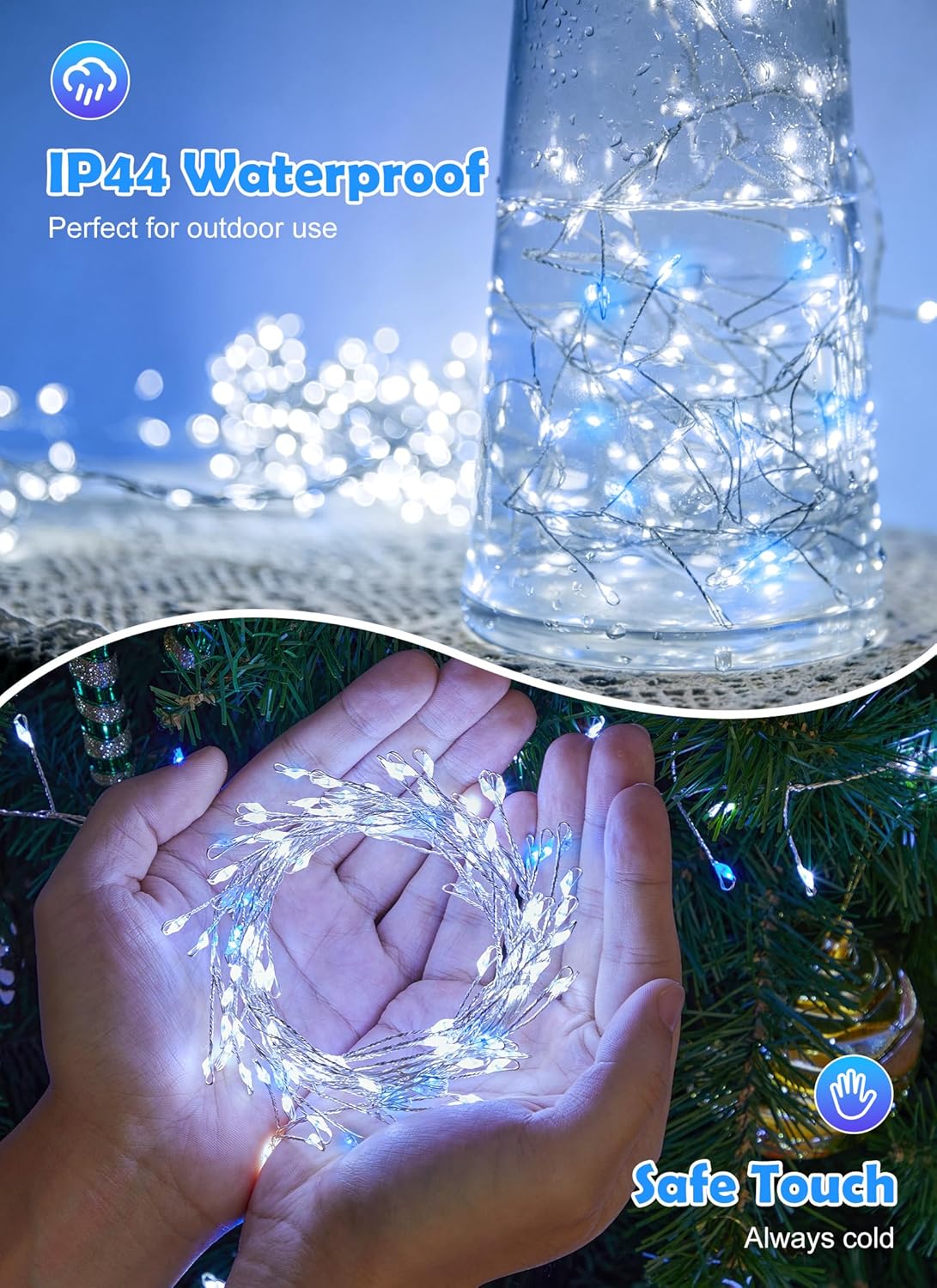 Twinkling Fairy Lights Plug in, 10FT 200LED Twinkle Lights - Firecracker String Lights, Christmas Tree Lights Waterproof for Bedroom, Garden, Patio, DIY Wreath, Indoor Outdoor Christmas Decorations