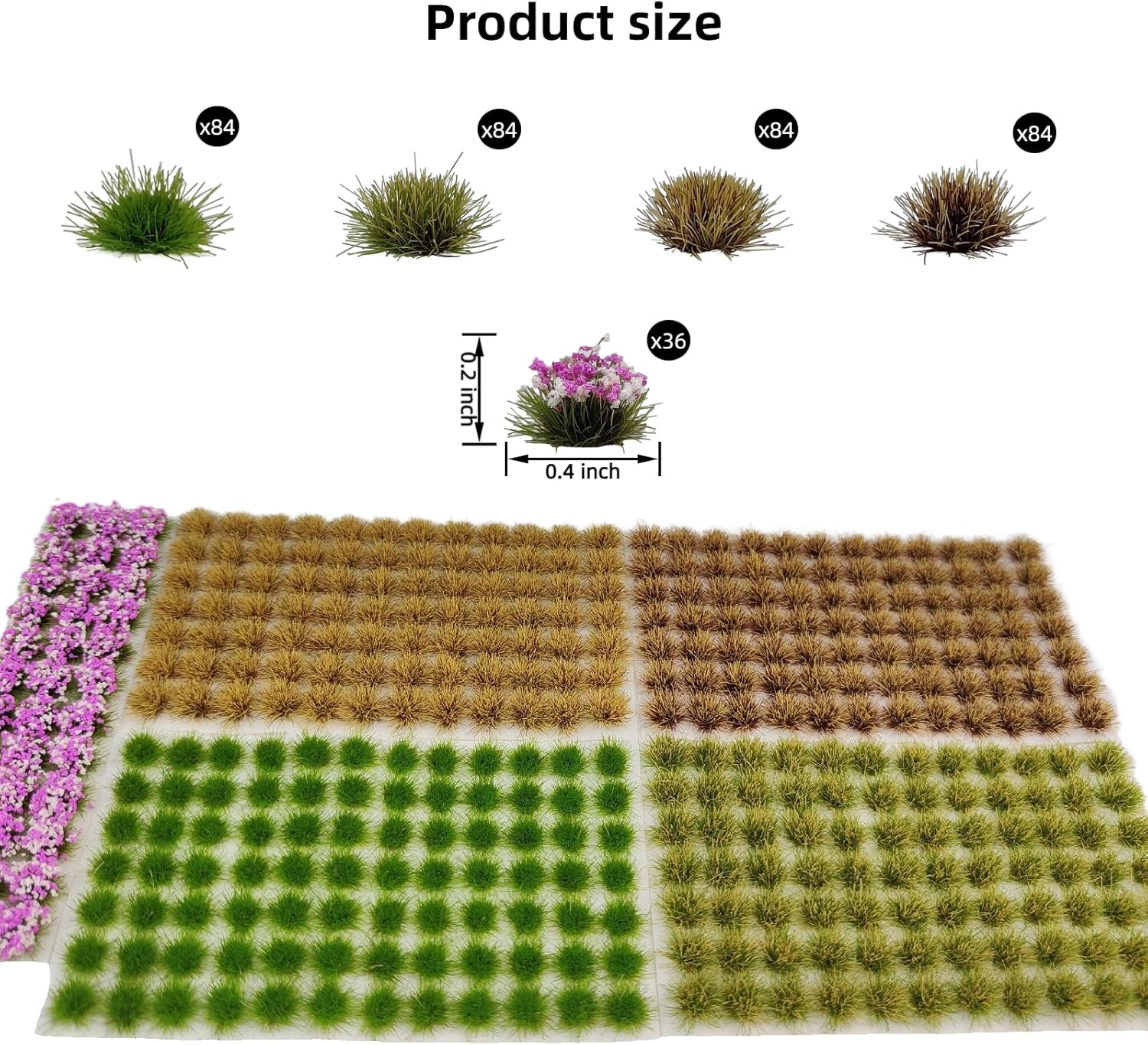 372 Pcs Static Grass Clusters, All Seasons Blend Miniature Grass Tufts for Railway Scenery, Train Layouts, Wargaming Terrain, Diorama Landscape (B)