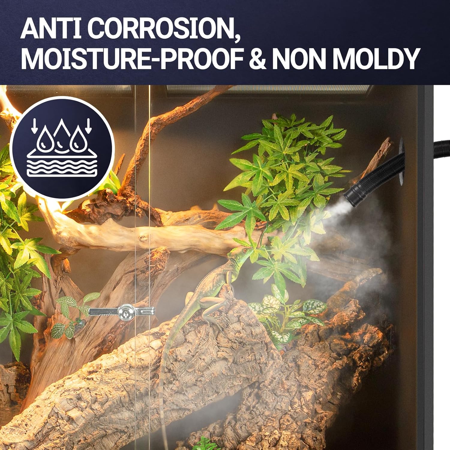 REPTIZOO 100 Gallon PVC Reptile Tank, 36x18x36 inch Extra Tall Large Reptile Enclosure, Chameleon Frog Gecko Lizard Arboreal Terrarium with Sliding Door & Screen Ventilation
