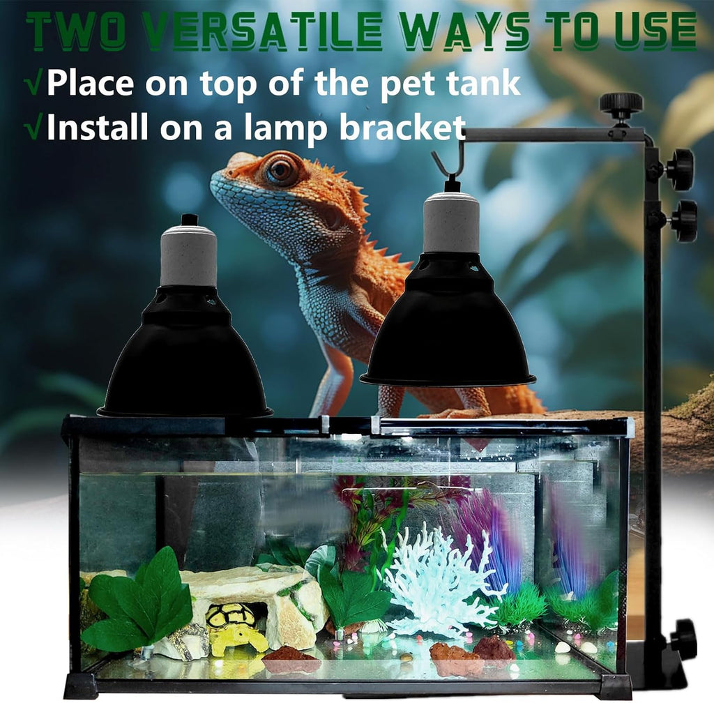 BNOSDM Reptile Light Fixture,5.5 Inch Shallow Dome Reptiles Heat Lamp Fixture for UVB UVA Bulb,Heat Basking Bulb,Optical Reflection Heat Lamp Fixtures for Reptile Amphibian Tank Terrariums
