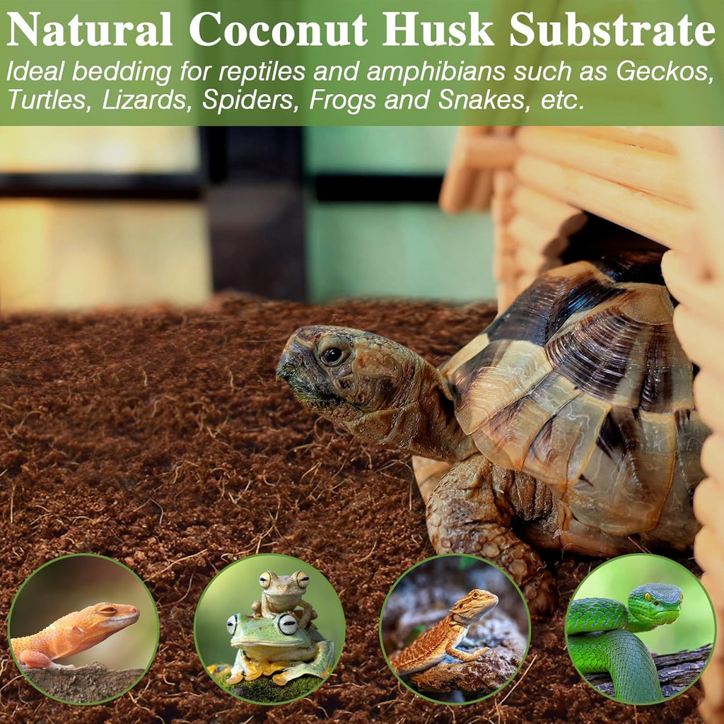 ZeeDix 10LB Compressed Coconut Fiber Substrate, 100% Organic Coconut Husk Coco Fiber Coir Brick Terrarium Bedding for Reptiles, Tortoise, Bearded Dragon, Leopard Gecko, Snake, Hermit Crabs, Tarantula
