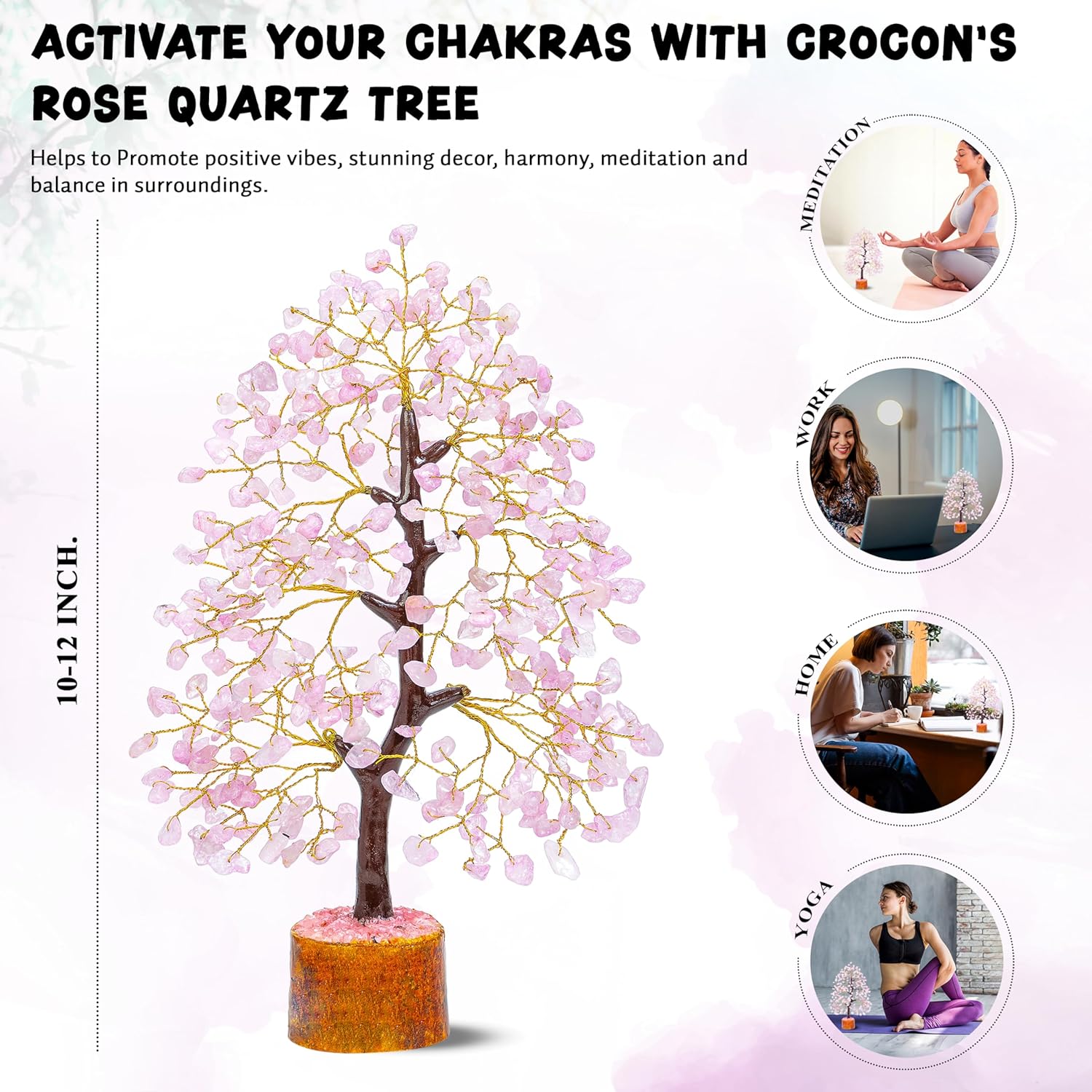 Rose Quartz Crystal Tree Room Decor and Pink Home Decor Healing Crystals Chakra Tree of Life Birthday Gifts for Women Mom Her Sister House Warming Gifts New Home Spiritual Presents Womens Gift