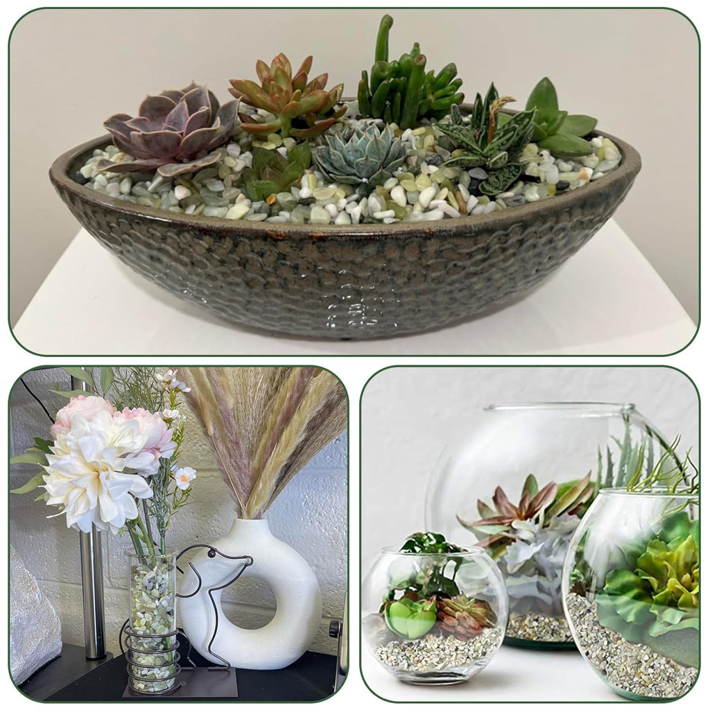 6.6 lbs Succulent and Cactus Bonsai Pebbles, 6-9mm Decorative Landscaping Polished Stones Natural Garden Gravel Rocks for Indoor Outdoor Plants Aquariums DIY, and Gardening Top Dressing, Jade Green