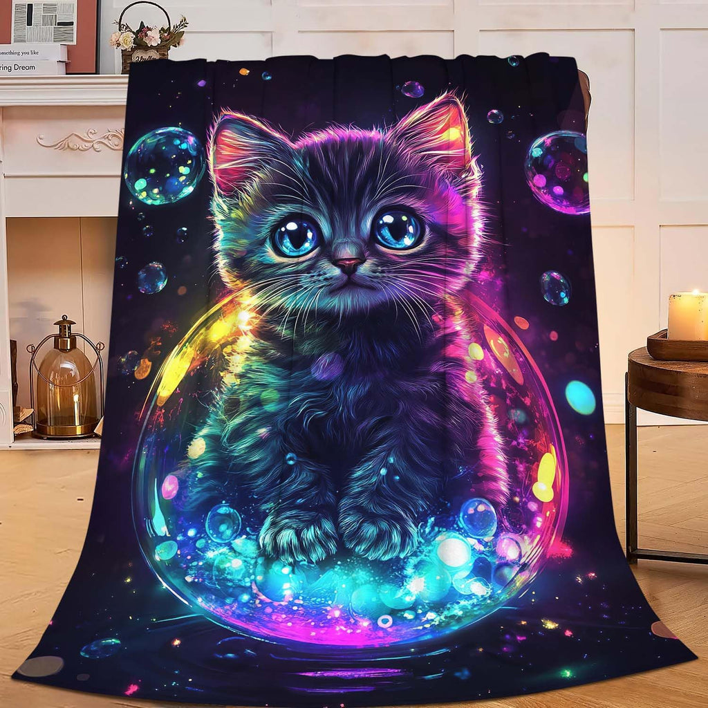 Cat Throw Blanket Cat Stuff Gifts for Kids Girls Boys Adults Women Man Soft Cozy Warm Plush Fluffy Fuzzy Fleece Blanket Decor 50''X60''