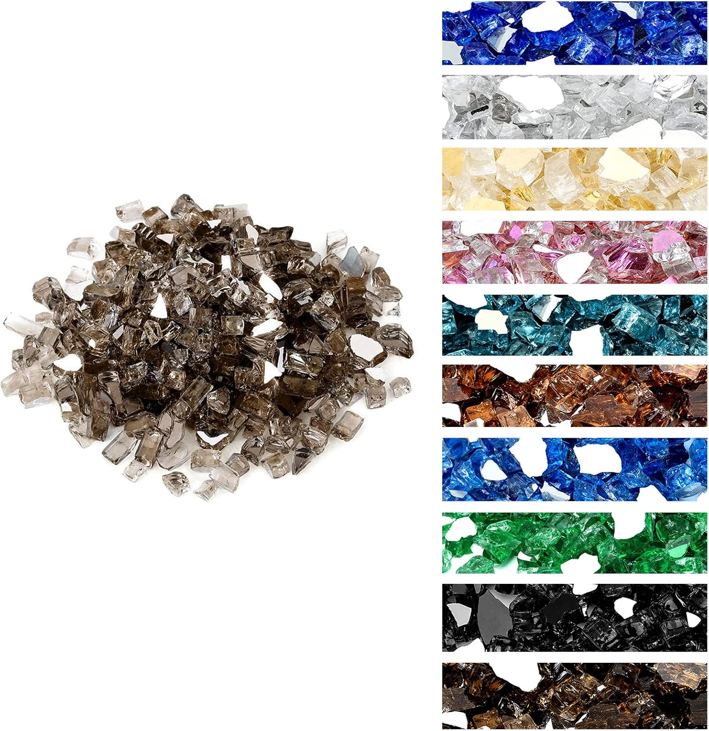 Onlyfire 10 pounds Fire Glass for Propane Fire Pit and Gas Fireplace, 1/4 Inch Reflective Firepit Glass Rocks for Fire Pit Table and Fire Bowl, High Luster Bronze