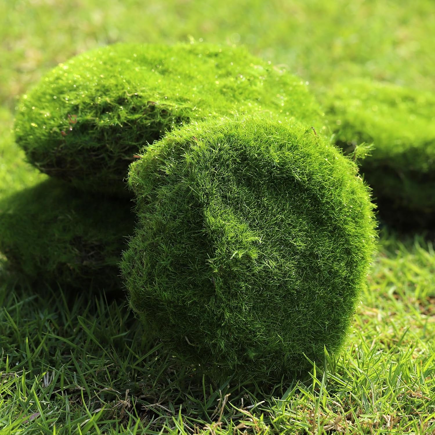 Artificial Moss Blocks for Garden Decoration, 6-Piece Set, Green Decorative Moss Stones Suitable for Ecological Tanks, elf Gardens(Realistic Green Faux) Fake Moss