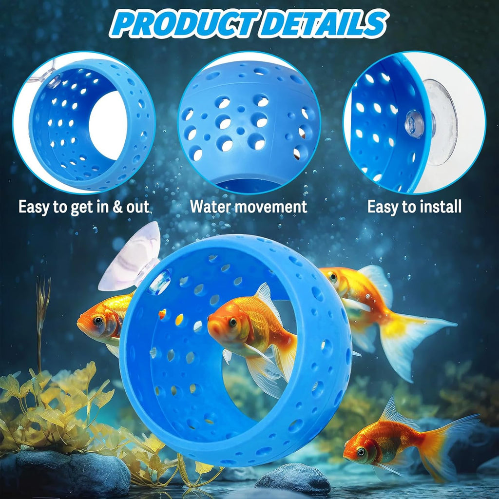 Fhiny Betta Tunnel, Aquarium Fish Hideout with Suction Cup - Shrimp Cave Aquarium Decor for Small Fish, Shrimp, Guppy Hiding & Resting (Blue)