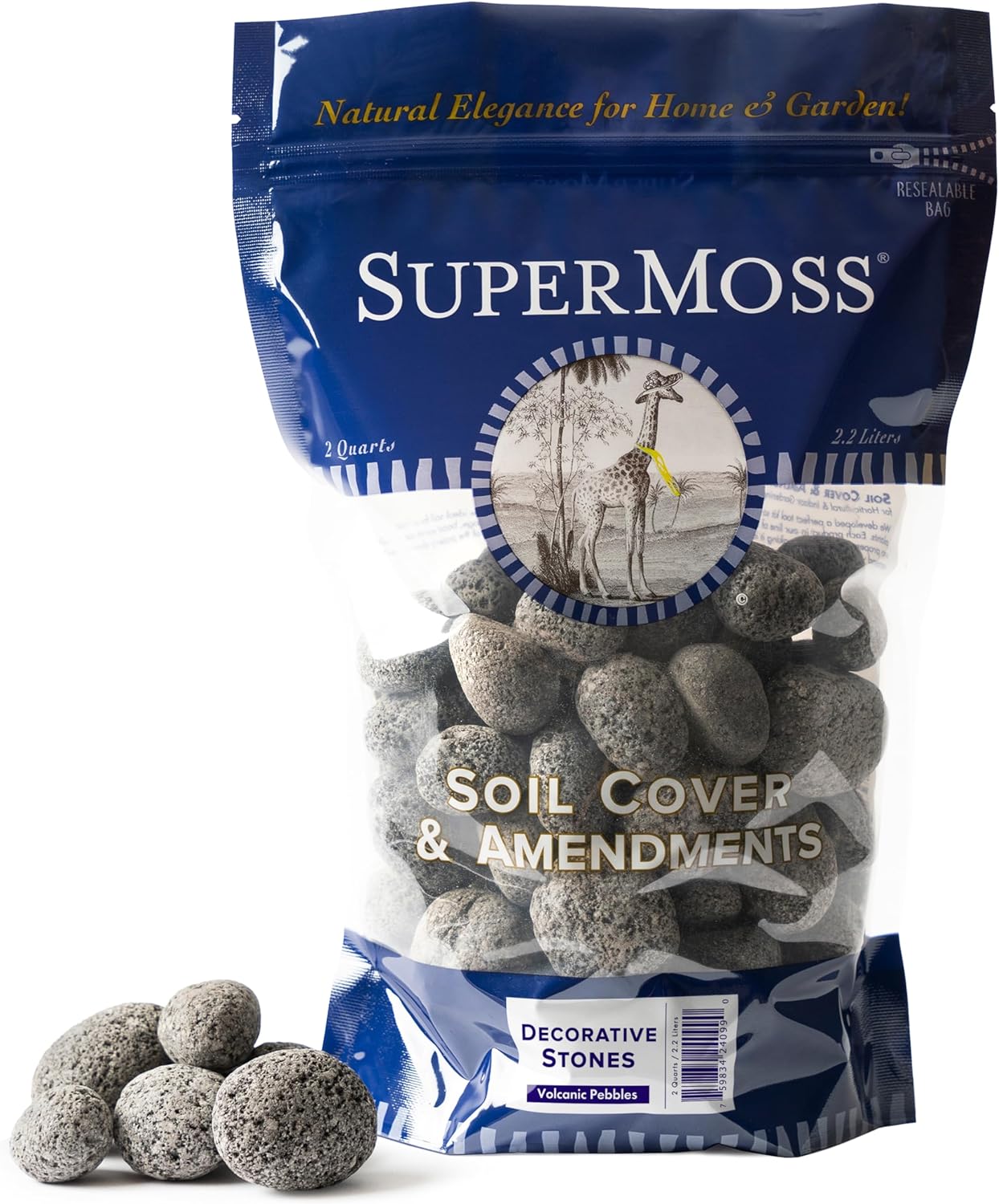 SuperMoss (24099) Volcanic Pebbles – Natural Lava Rocks for Fire Pits, Gas Fireplaces, Aquariums, Terrariums, Sauna, Succulent Soil, Landscaping & Décor, 2 Quart Bag, Natural