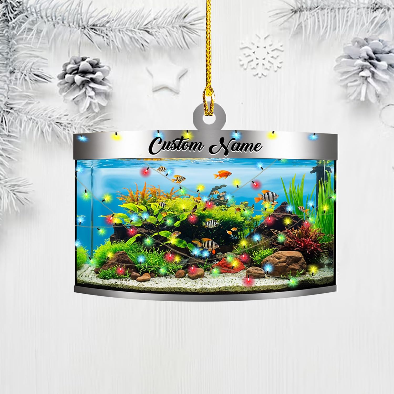 Personalized Aquarium Christmas Ornament, Fish Christmas Ornament, Gift for Fish Lover, Custom Aquarium Christmas Tree Keepsake, Kids First Gift Ideas, Pet Kids Ornament (AFT4)