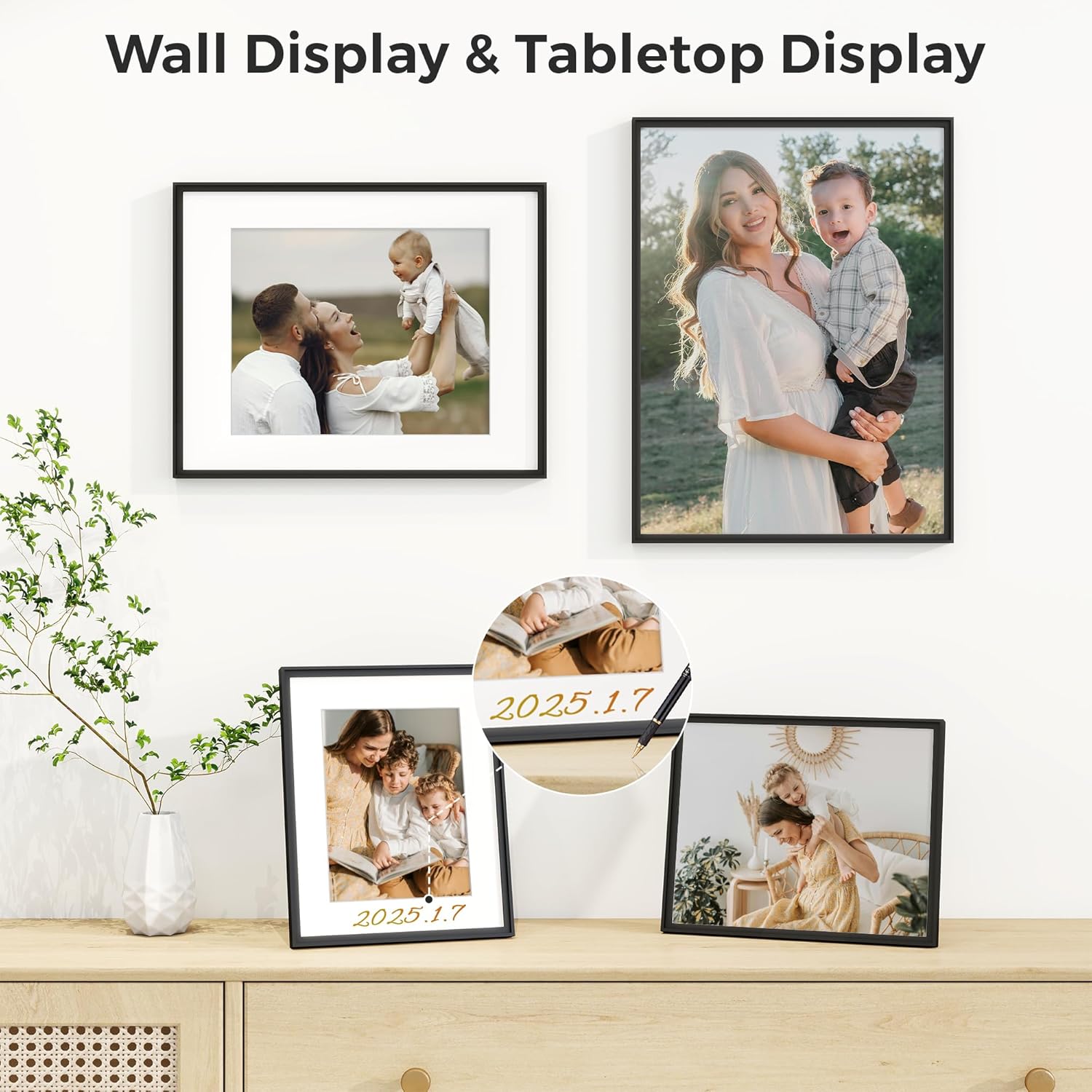 RICHFOCUS Aluminum Picture Frame - 18x24 Black Metal Frame with Mat for 16x20 Photo, Floating Frame with Tempered Glass - Poster Frame Wall Hook Included for Gallery Wall