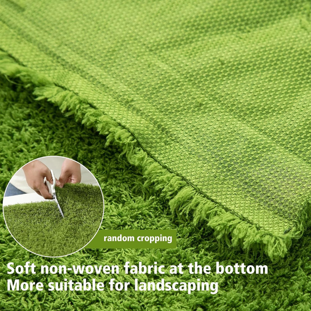 Artificial Grass Mat 4x3.3 Ft - Realistic & Soft Synthetic Turf, Fake Grass Carpet for Indoor Outdoor Use, Backyard, Patio, Balcony Decor (Fine Rain Green)
