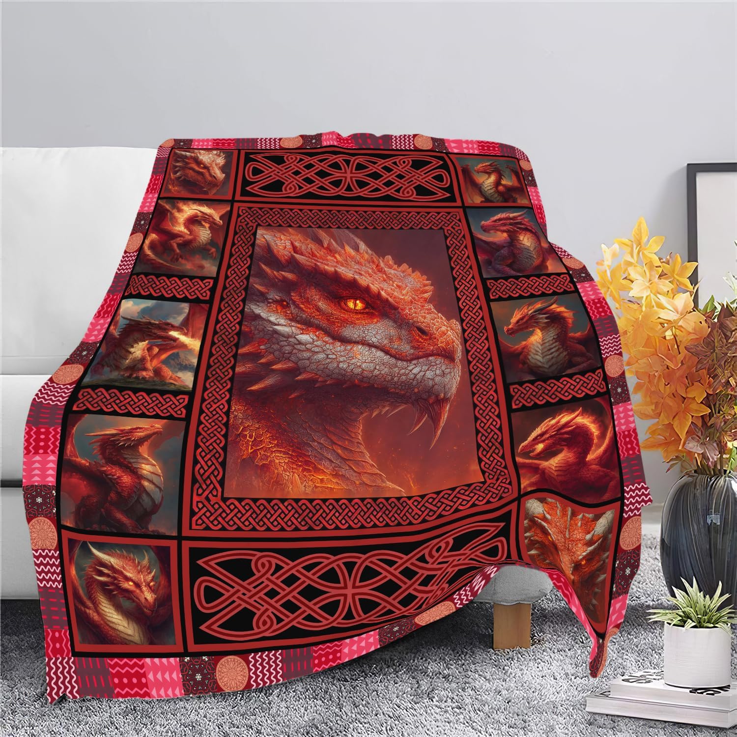 Dragon Throw Blanket Dragon Stuff Gifts for Kids Girls Boys Adults Women Men Soft Cozy Warm Plush Fluffy Fuzzy Fleece Blanket Decor 50''X60''