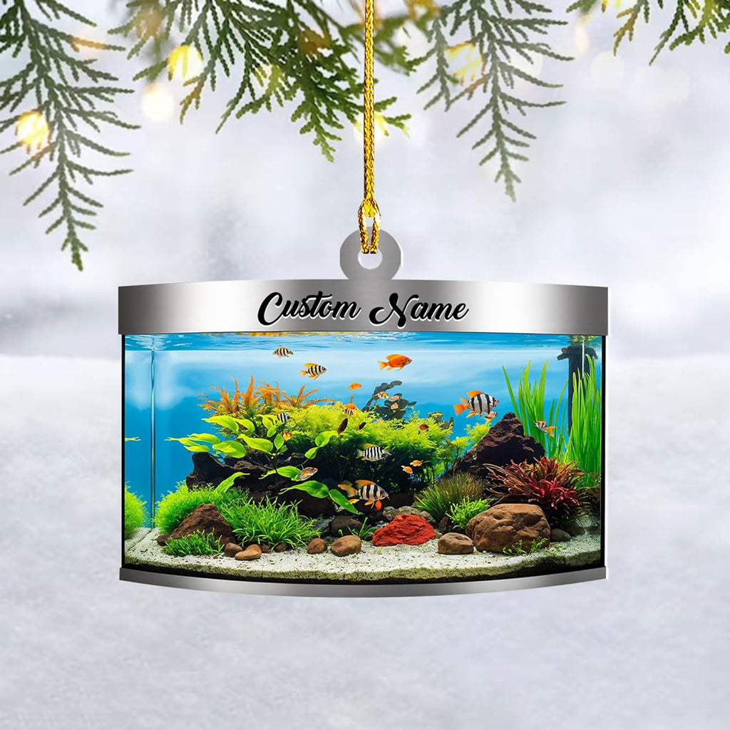 Personalized Aquarium Christmas Ornament, Fish Christmas Ornament, Gift for Fish Lover, Custom Aquarium Christmas Tree Keepsake, Kids First Gift Ideas, Pet Kids Ornament (AFT4)